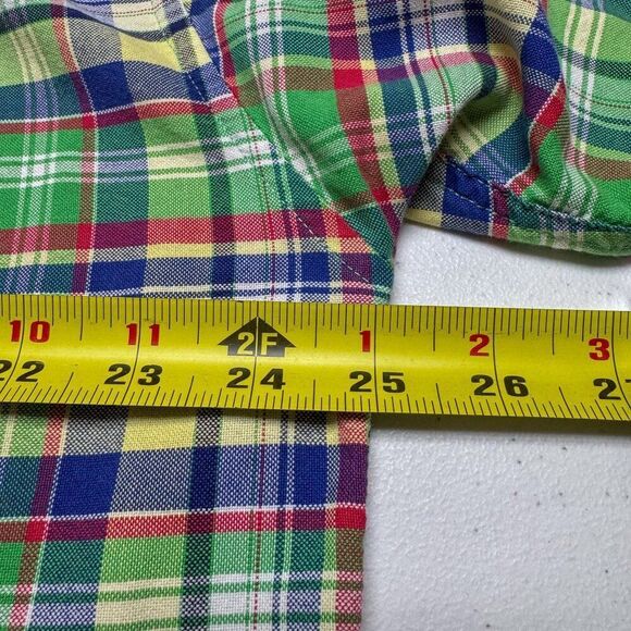 Vintage Tommy Hilfiger Shirt Mens Medium Green Plaid Crest 90s Y2K Camp Casual - Picture 11 of 13